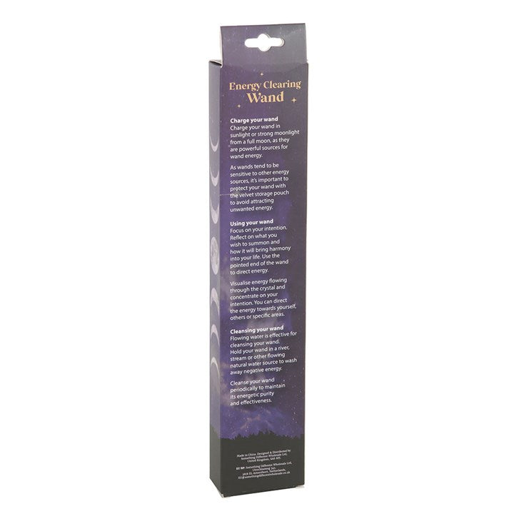 Eleanoras Energy Clearing Aura Quartz Crystal Wand with Pouch Wands