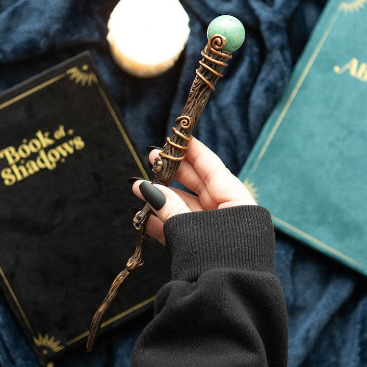 Eleanoras Abundance Green Aventurine Crystal Wand with Pouch 