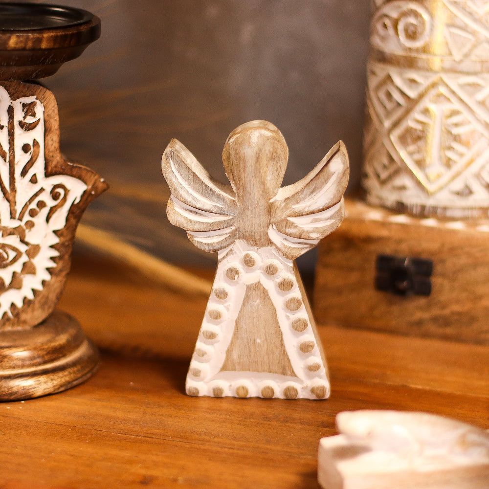 Whitewash Mango Wood Angel
