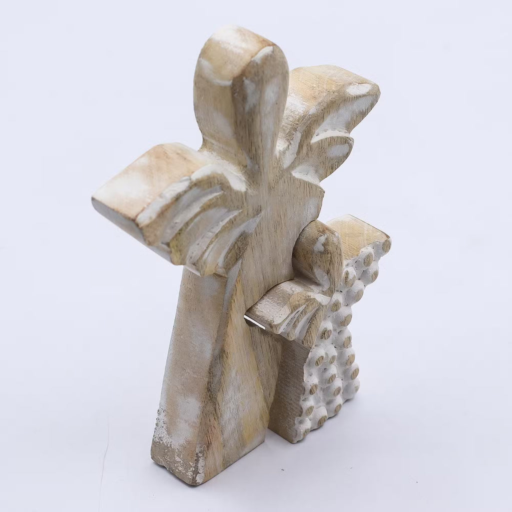 Whitewash Mango Wood Angel in Angel