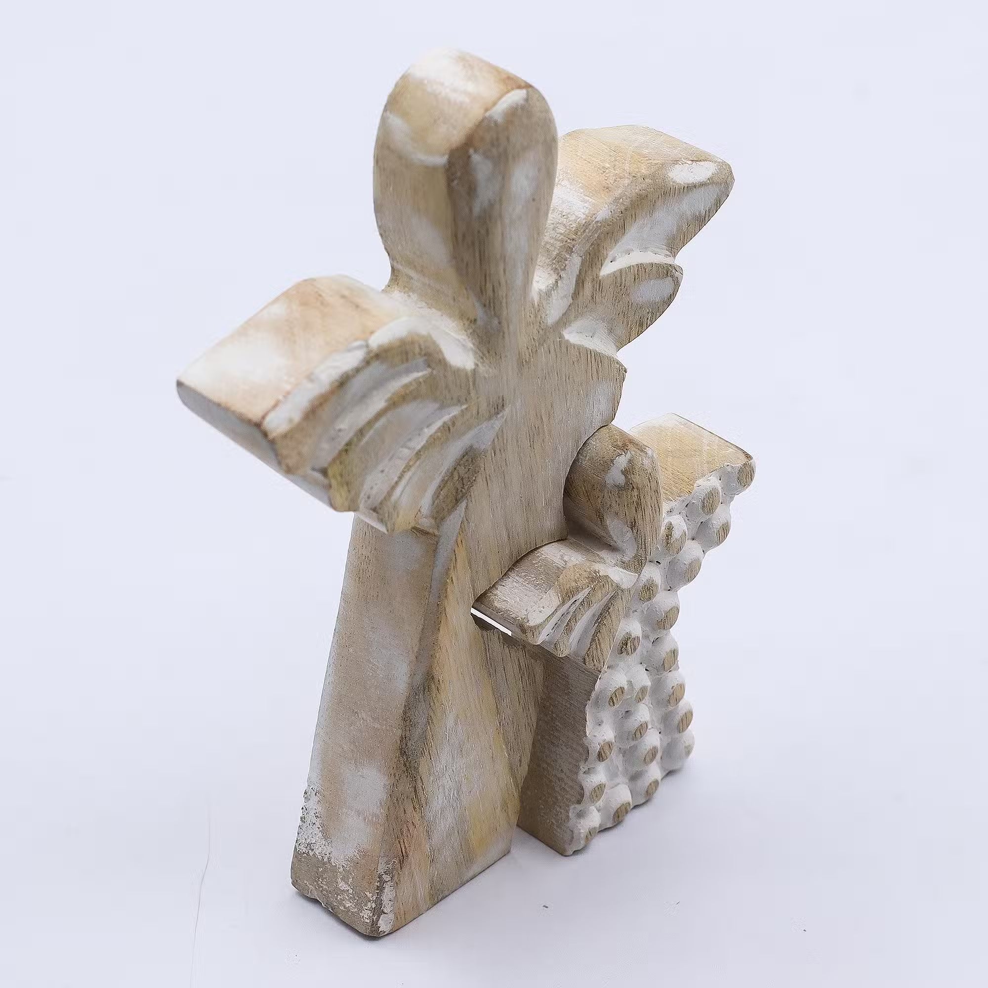 Whitewash Mango Wood Angel in Angel