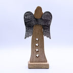 Angel Metal Wings & Enamel Detail  Large Mango Wood Star