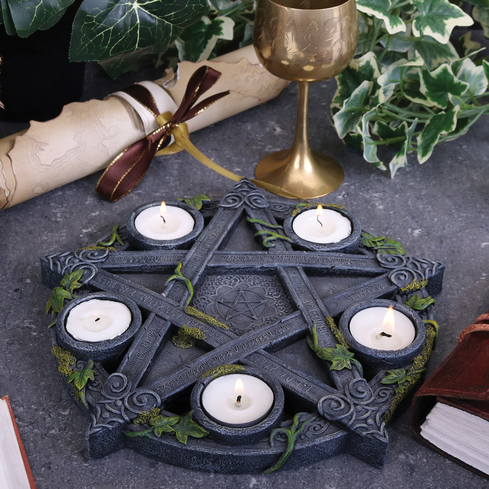 Wiccan Pentagram Tealight Holder