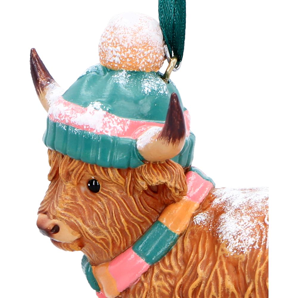 Winter Highland Cow Snowfall Christmas Ornament