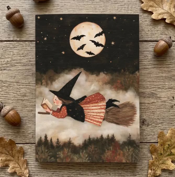 Witch Reading Book Notebook