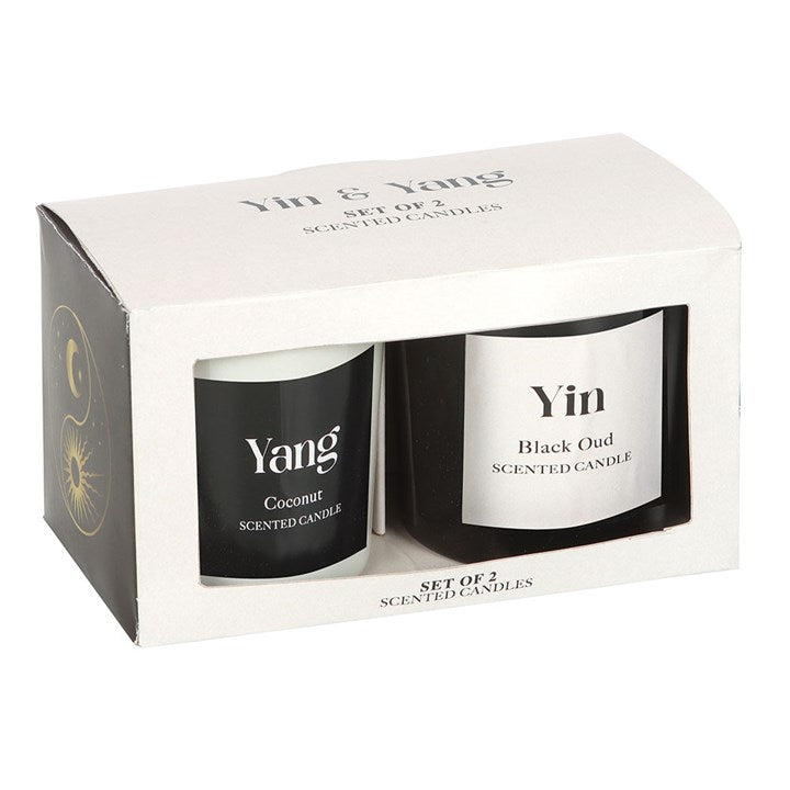 Eleanoras Set of 2 Yin Yang Black Oud and Coconut Candles Candles