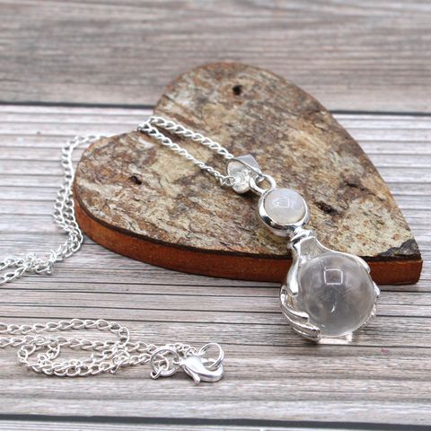 Rock Quartz Gemstone Healing Hands Pendant