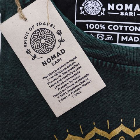 Mandala Stone Washed T-Shirt - Green -Medium