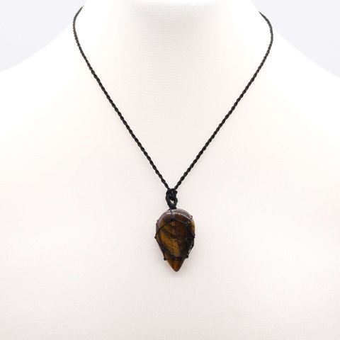 Tigereye Laced Gemstone Teardrop Pendant
