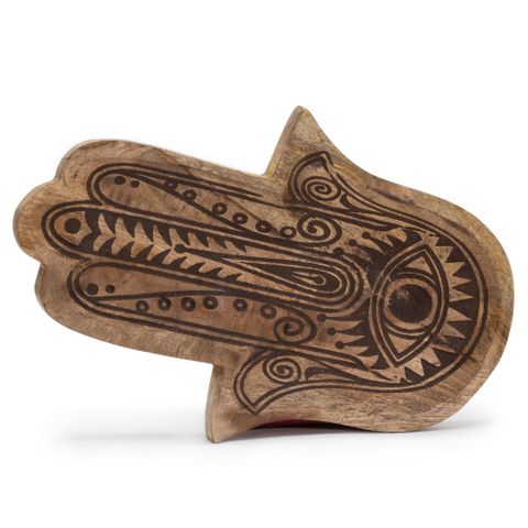 Hamsa Black Engraved Long Tray