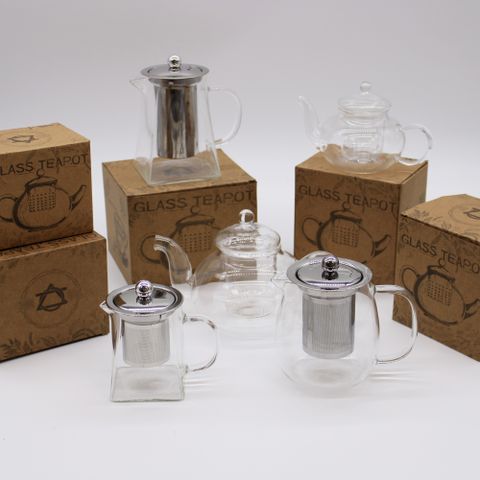 Round Pearl Glass Infuser Teapot 800ml