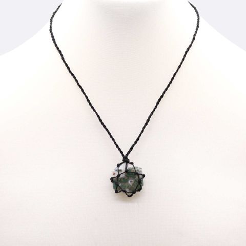 Moss Agate Laced Gemstone Hexagon Pendant