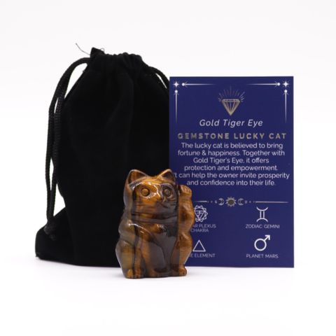 Gold Tiger Eye Gemstone Lucky Cat