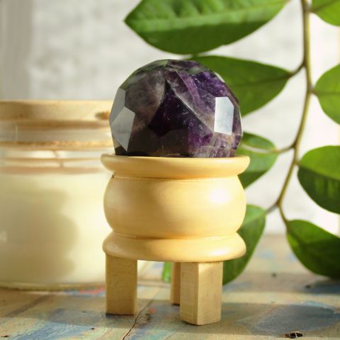 Amethyst Gemstone Faceted Healing Ball & Stand