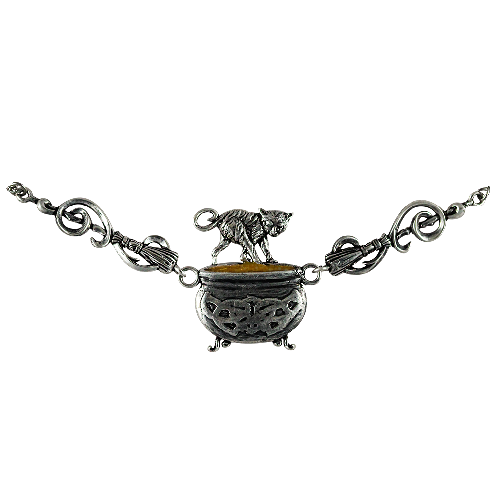 Cauldron Capers Cat Charm Necklace — Witches Familiars Collection