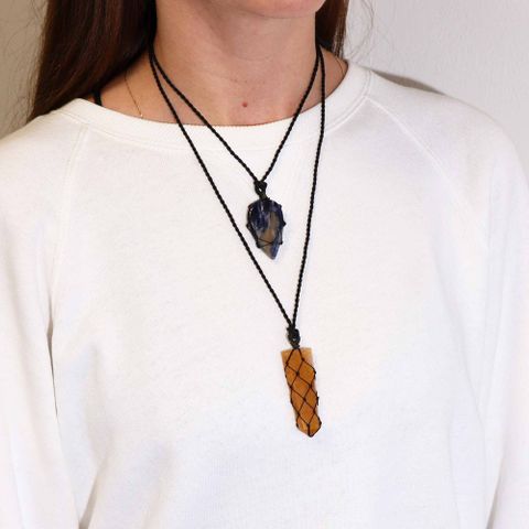 Golden Quartz Laced Gemstone Flat Point Pendant