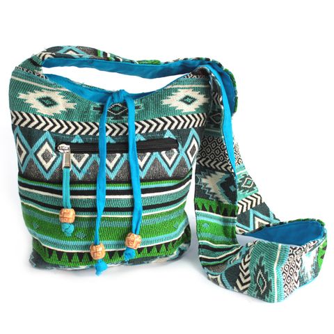 Teal Sling Jacquard Bag