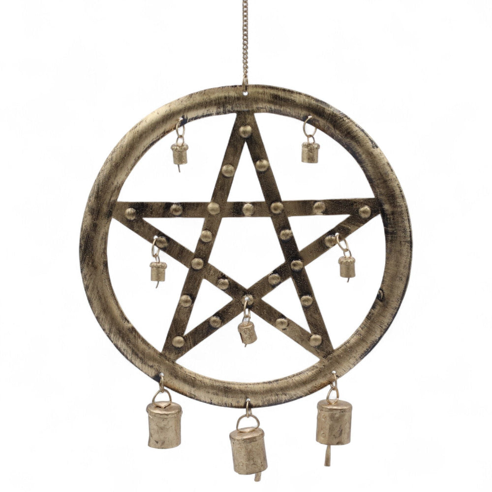Pentagon Wind Chime with Cow Bells