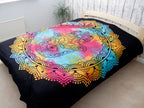 Hamsa Hand Cotton Bedspread & Wall Hanging – Black | Double