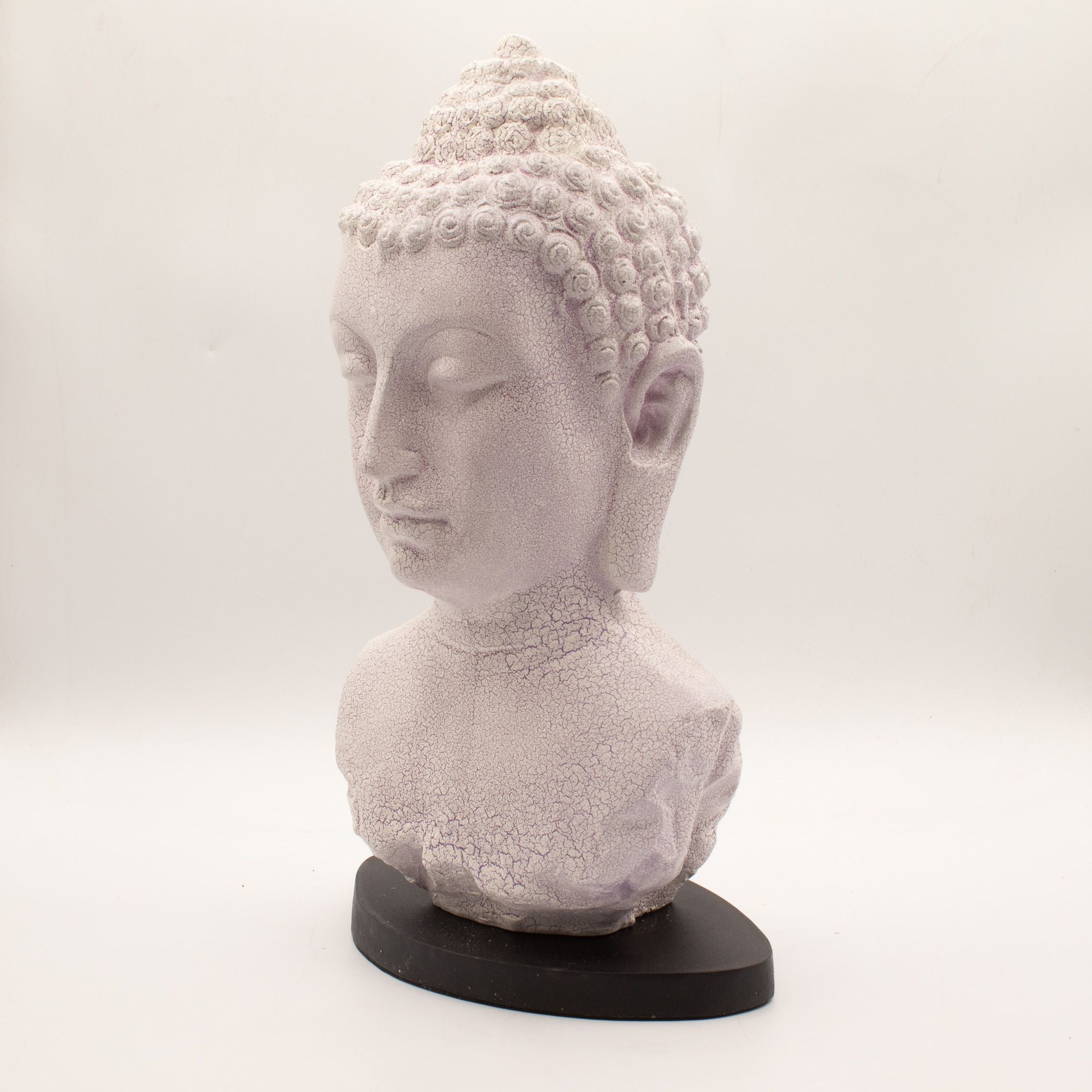 Buddha Bust Lamp | Lavender Crackle | Oval Stand