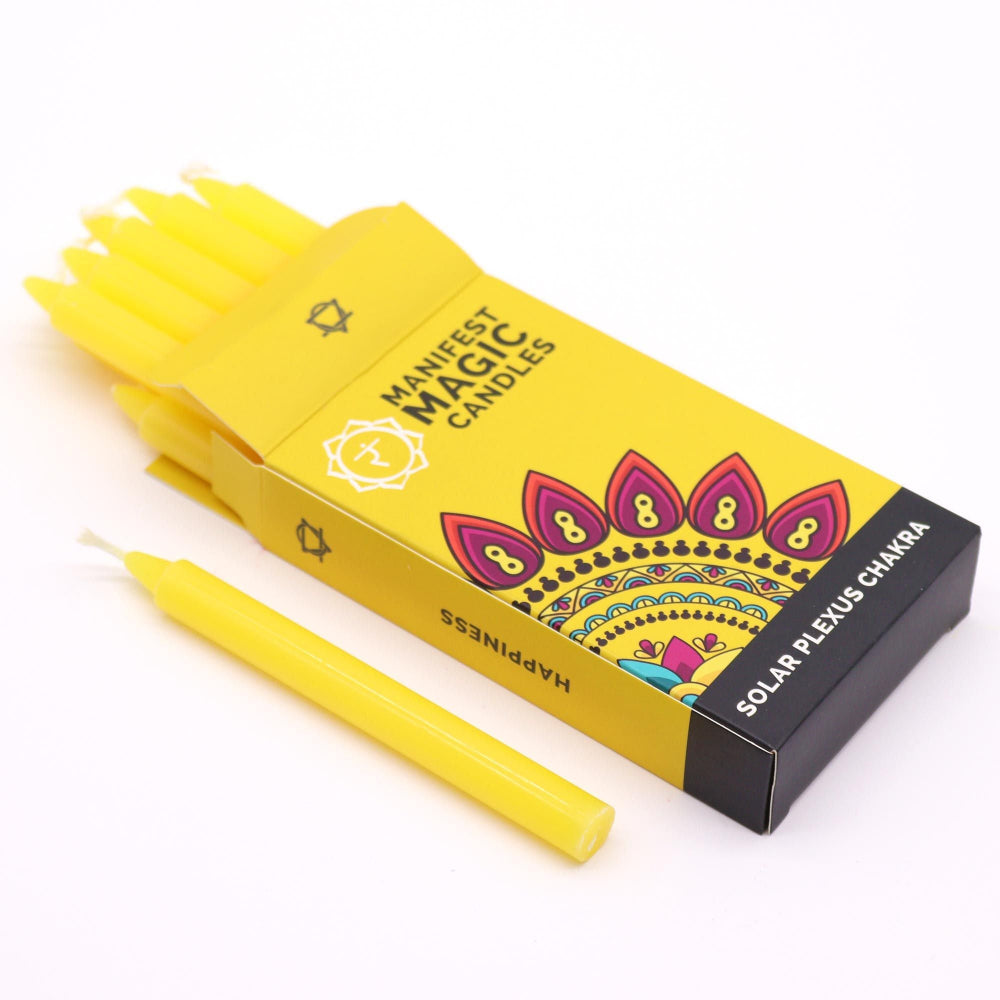 Yellow Solar Plexus Chakra Manifest Magic Candles (pack of 12)