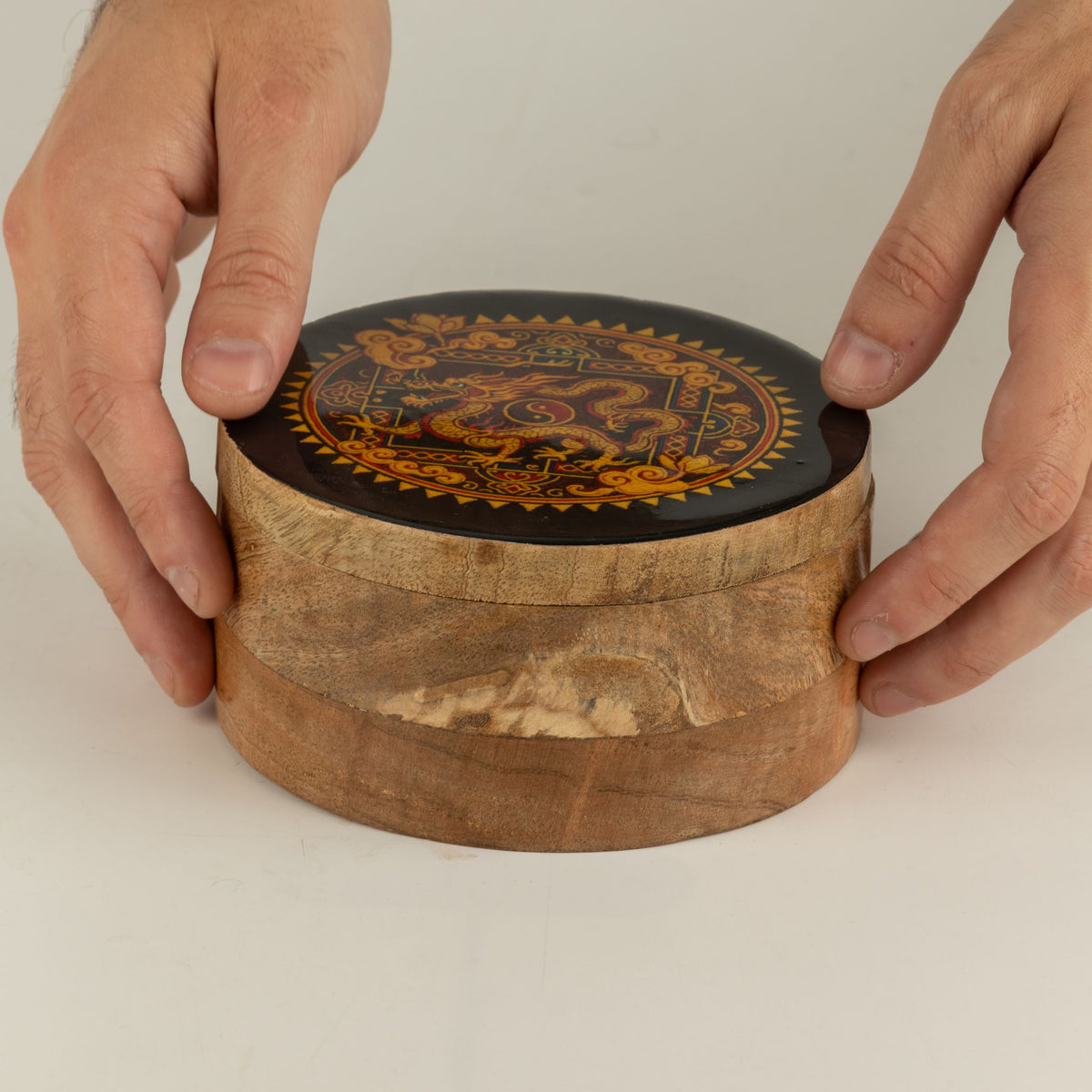 Dragon Yin Yang Round Enamelled Keepsake Box