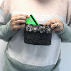 Four Flower Felt Zipper Pouch | Handmade Wool Pouch from Nepal