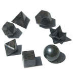 Set of gray geometric stone shapes on a white background