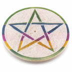 Pentagon Soapstone Disc Incense Holder 8cm