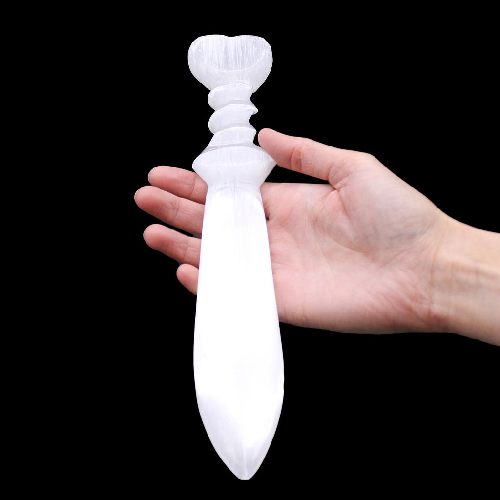 Selenite Spiral Ritual Knife | 25cm