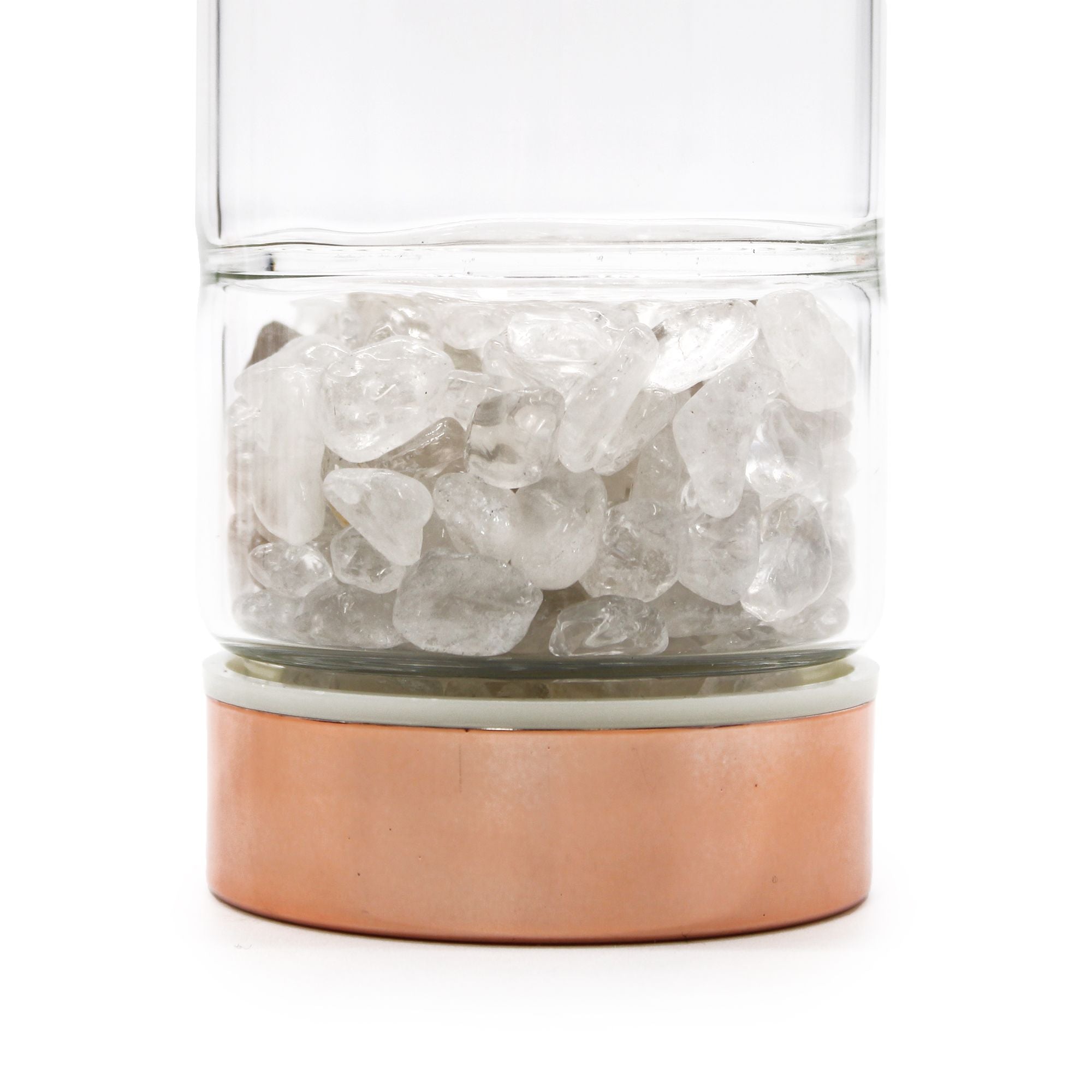 Rock Quartz Crystal Glass Tea Infuser Bottle | Rose Gold | 500ml