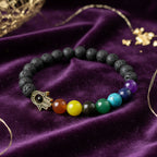 Hamsa Chakra Lava Stone Bracelet