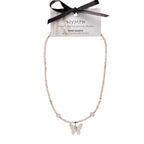 Nymph Rose Quartz Gemstone Necklace with Real Leaf Butterfly Pendant
