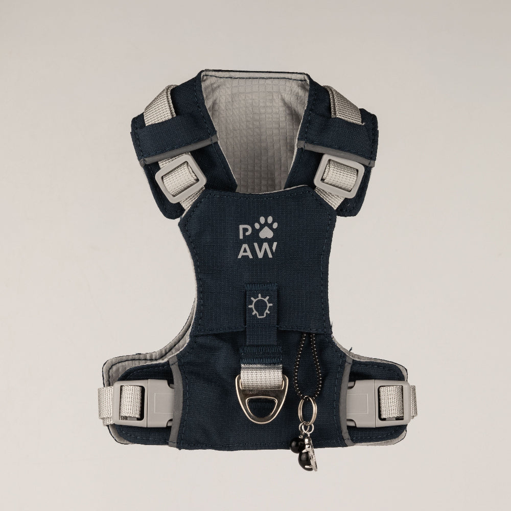 Dog Step-In Guardian Harness with Reflective Mesh & Black Obsidian Charm - Rock Grey - Extra Small (2-4kg)