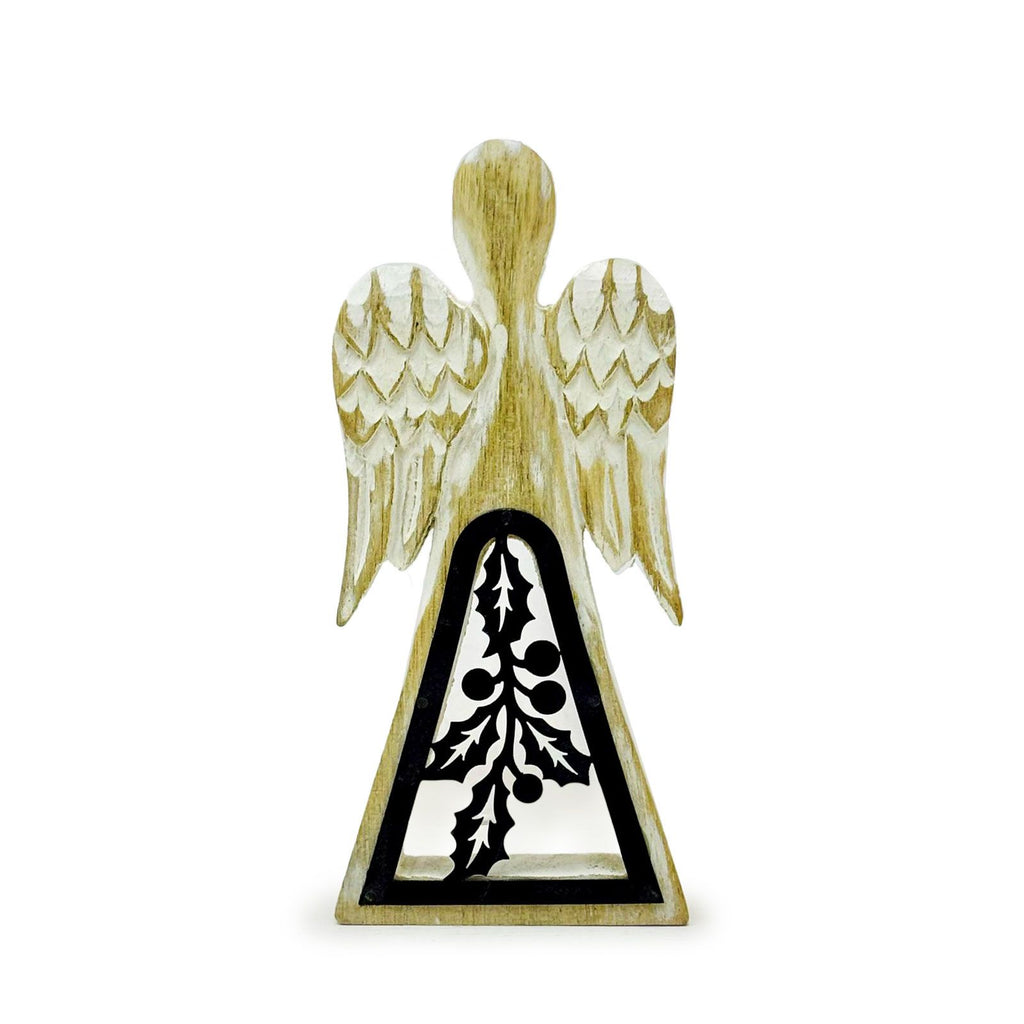 Whitewash with Iron Decor Cut Out Mango Wood Angel