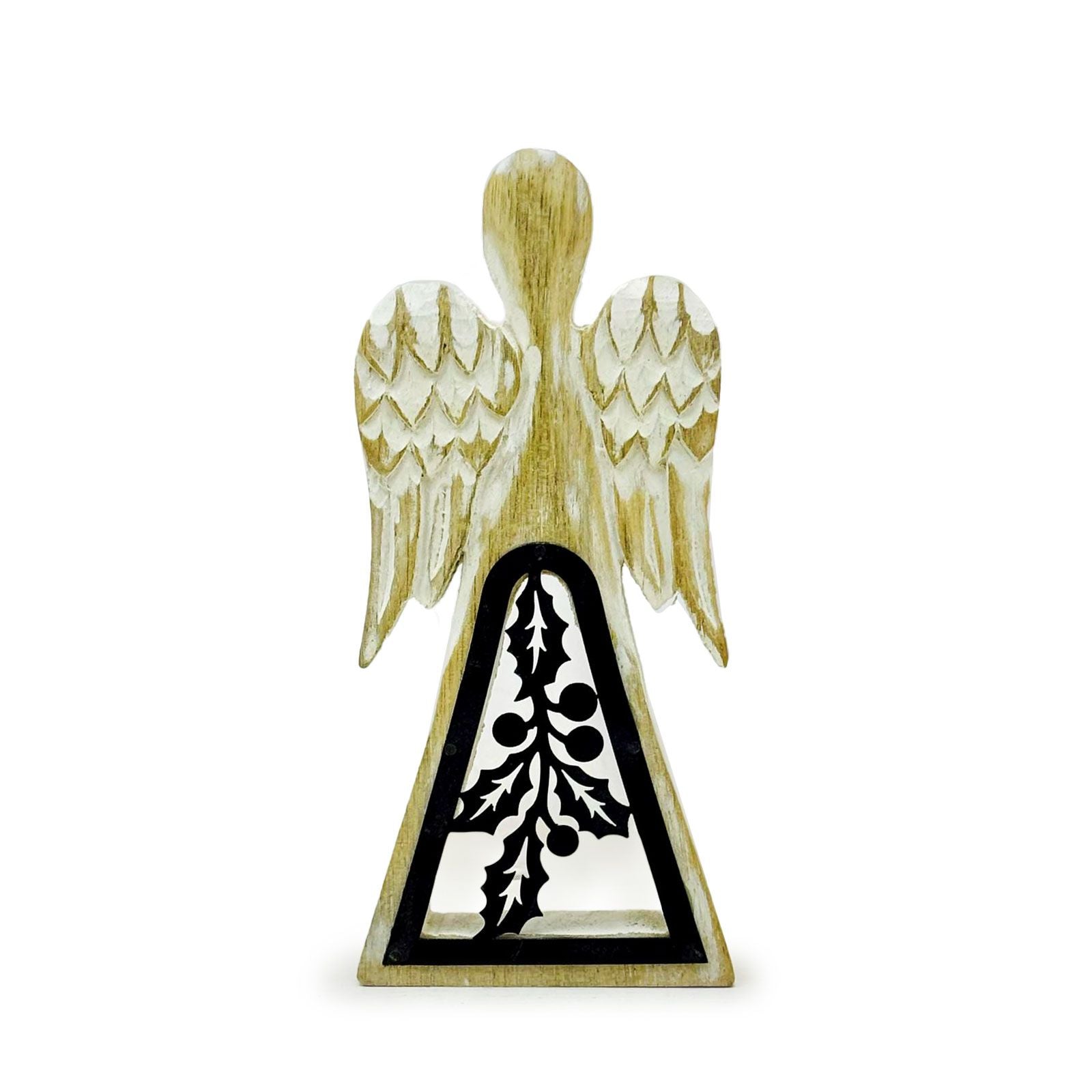 Whitewash with Iron Decor Cut Out Mango Wood Angel
