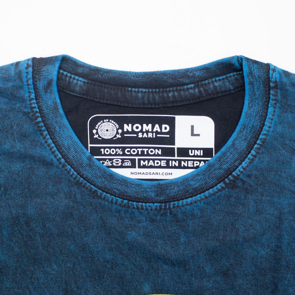 Nomad Sari Stonewashed Cotton T-Shirt | Stay Wild Moon Child | Blue | Large