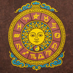 Nomad Sari Stonewashed Cotton T-Shirt | Sun & Zodiac | Brown | Small