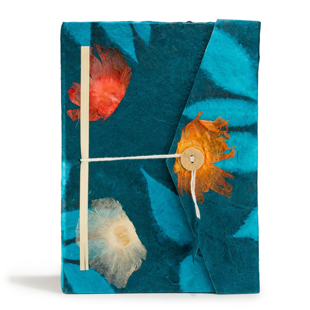 Lokta Bold Floral Midnight Blue Notebook  Large