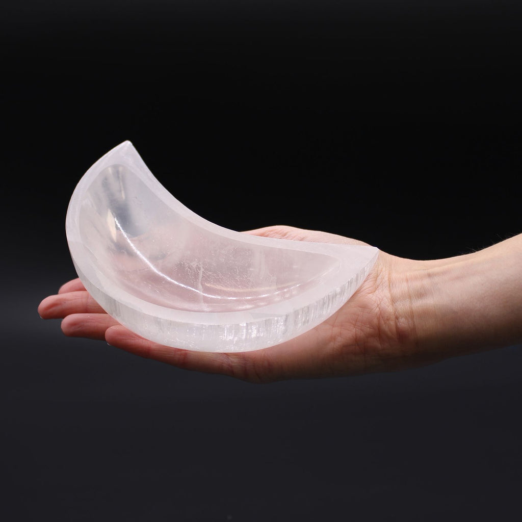 Selenite Moon Bowl 15cm | Crescent Crystal Bowl