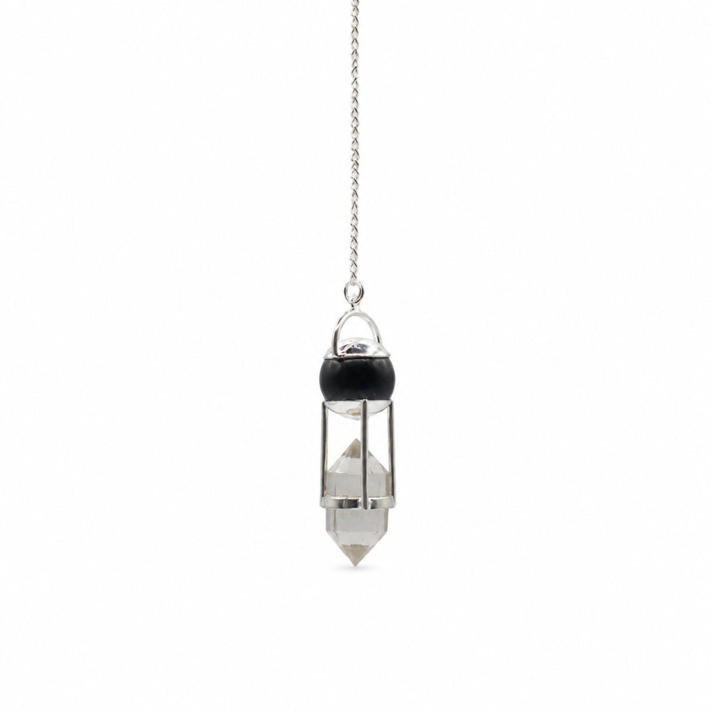 Shadow Seer - Double Power Pendulum - Obsidian Globe - Clear Quartz Double Terminated