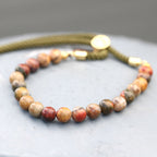 Picasso Jasper 18K Gold Plated Gemstone Moss String Bracelet