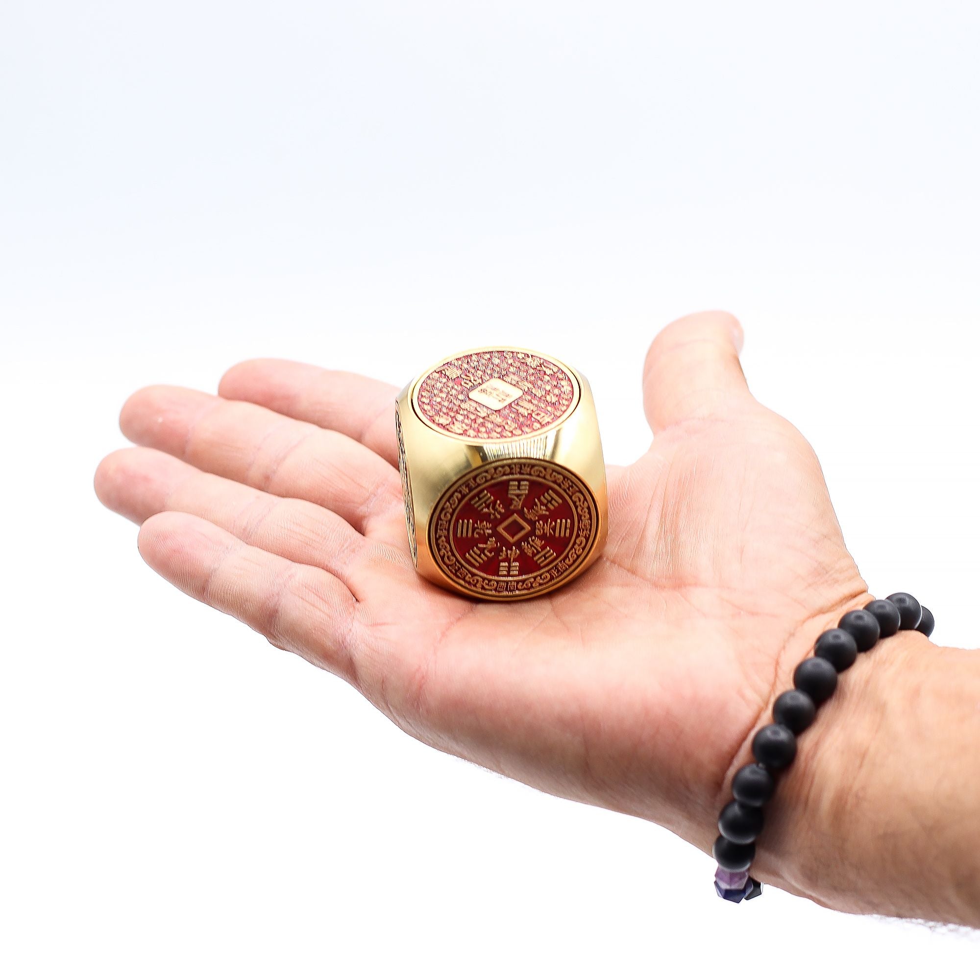 Red & Brass Feng Shui Fortune Prosperity Cube Flat