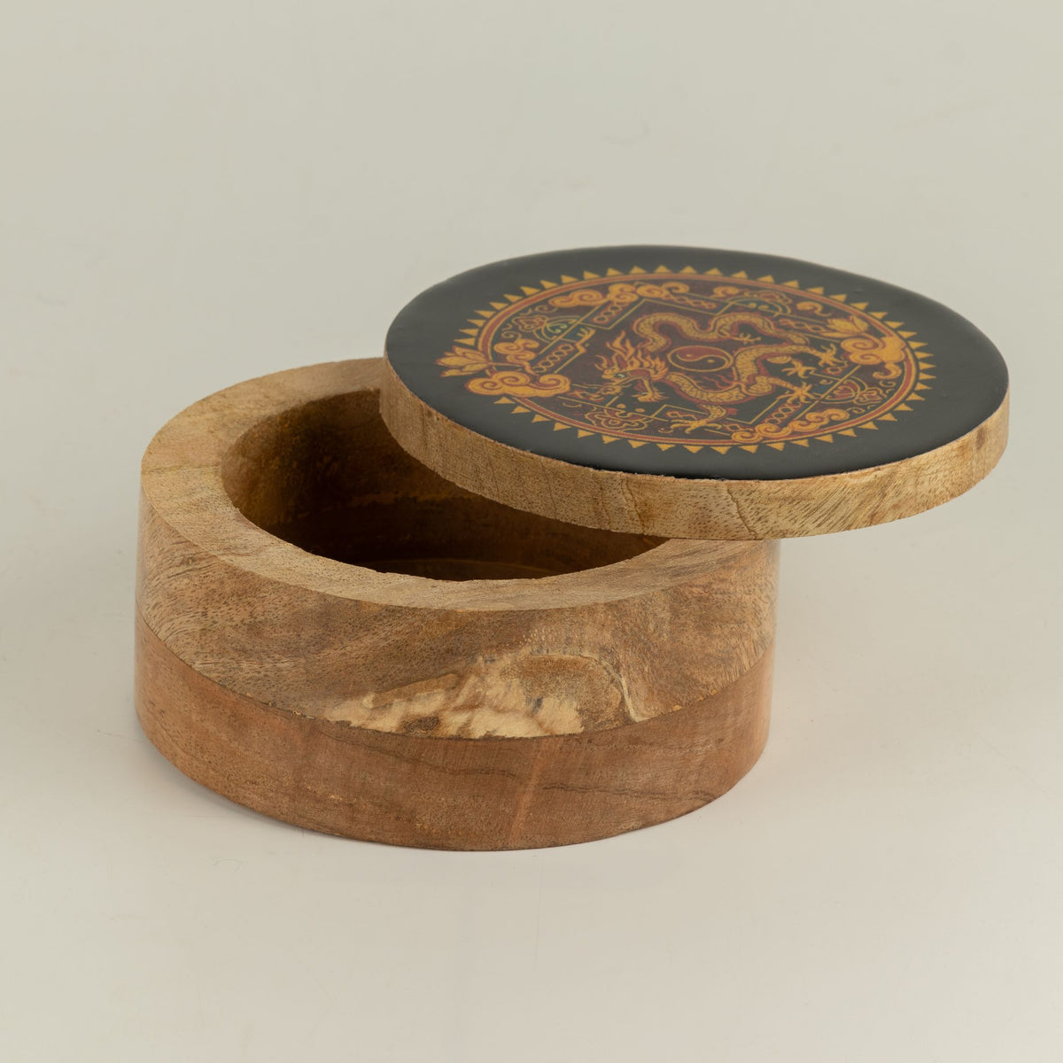 Dragon Yin Yang Round Enamelled Keepsake Box