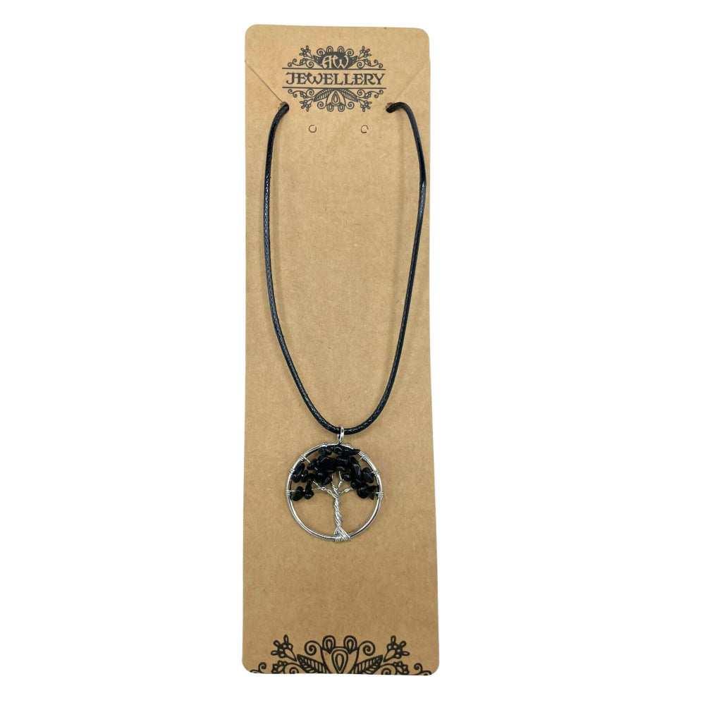 Black Agate Tree of Life Pendant