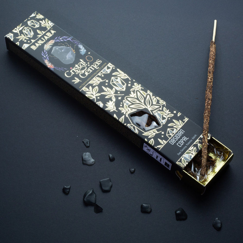 Obsidian Copal Cristal Gemas Incense Sticks - Banjara