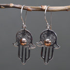 Hamsa Silver & Gold Earrings