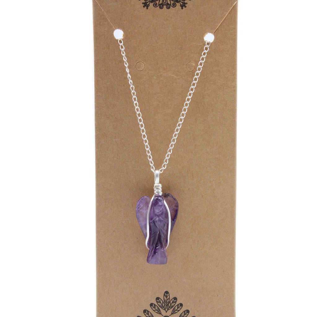 Amethyst Gemstone Guardian Angel Pendant