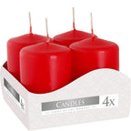 Red Set of 4 Pillar Candles  40x60mm