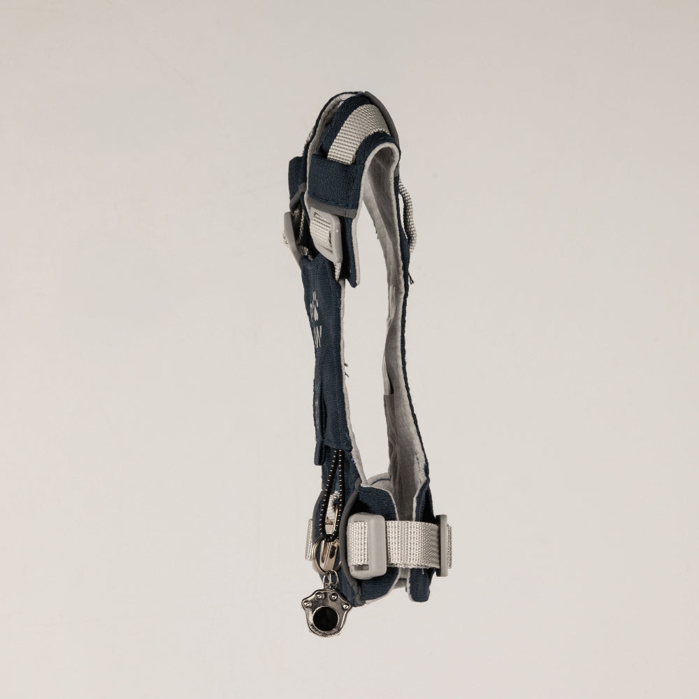 Dog Step-In Guardian Harness with Reflective Mesh & Black Obsidian Charm - Rock Grey - Extra Small (2-4kg)
